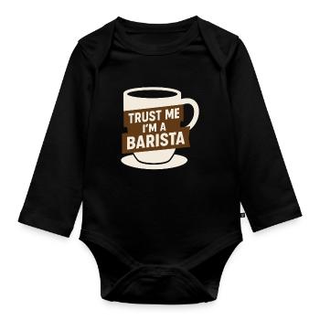 Barista Espresso Crew Kaffee Slinger Latte - Baby Bio-Langarm-Body - Schwarz - Vorne