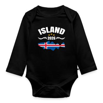 Vacances de pêche Islande 2026 - Body Bébé bio manches longues - noir - Devant