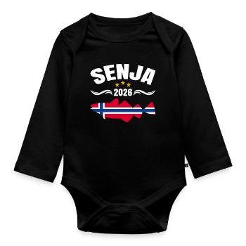 Voyage de pêche à Senja en Norvège 2026 (Garantie du prix le plus bas) - Body Bébé bio manches longues - noir - Devant