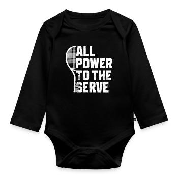 Tennis Shirt Power Serve - Baby Bio-Langarm-Body - Schwarz - Vorne