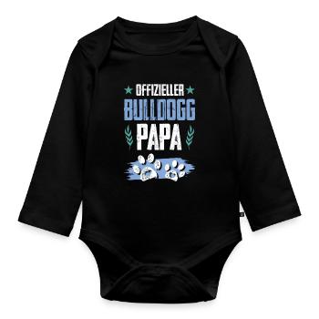 Bulldog Dogs Dad - Organic Longsleeve Baby Bodysuit - black - Front
