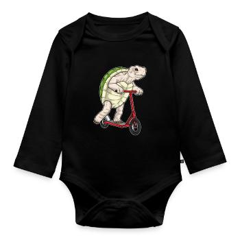 Scooter tortue - Body Bébé bio manches longues - noir - Devant