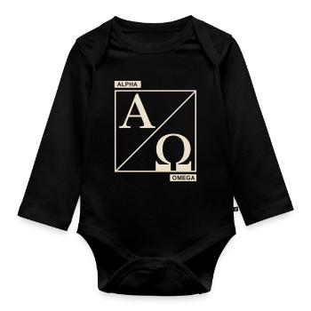 Christlich Alpha Omega Symbol Des Glaubens - Baby Bio-Langarm-Body - Schwarz - Vorne