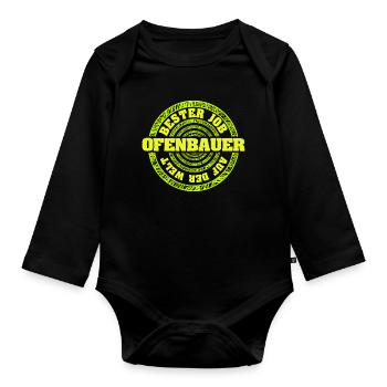 Stove builder as a job - Organic Longsleeve Baby Bodysuit - black - Front