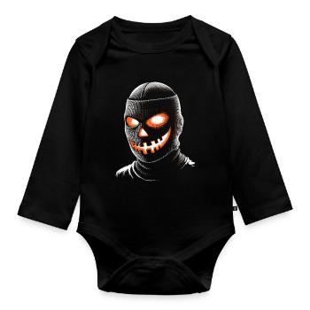Halloween Kürbis Zombie Monster - Baby Bio-Langarm-Body - Schwarz - Vorne