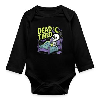 Morning grouches, sleep in, tired, rest - Organic Longsleeve Baby Bodysuit - black - Front