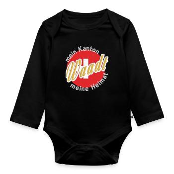 Ma patrie Vaud cadeau - Body Bébé bio manches longues - noir - Devant