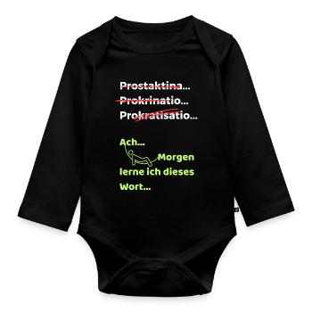 Procrastination Joke Funny Saying Hammock - Organic Longsleeve Baby Bodysuit - black - Front