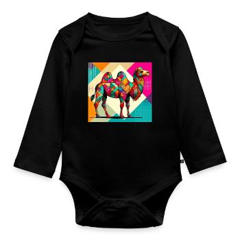 Kamel - Baby Bio-Langarm-Body - Schwarz - Vorne