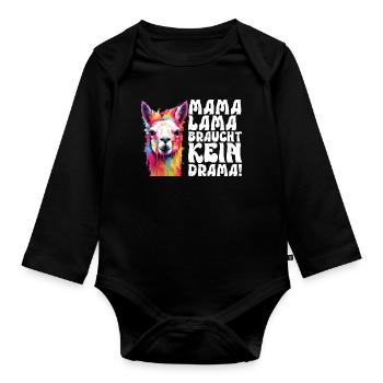 Les futures mamans MAMA LAMA N'A PAS BESOIN DE DRAME - Body Bébé bio manches longues - noir - Devant