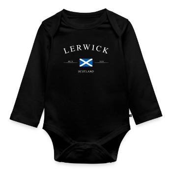 Lerwick Schottland – Urlaub Souvenir & Geschenk - Baby Bio-Langarm-Body - Schwarz - Vorne