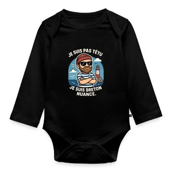 Brittany - I'm Not Stubborn I'm Breton Funny - Organic Longsleeve Baby Bodysuit - black - Front