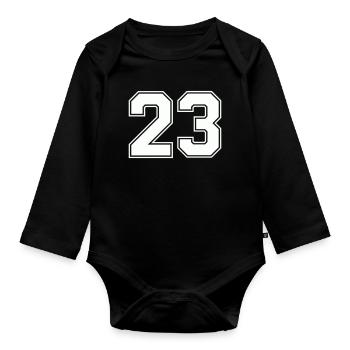 Geometric Number Design 23 - Organic Longsleeve Baby Bodysuit - black - Front