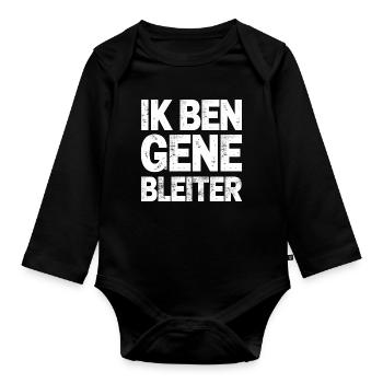 Je ne suis pas un bêleur. Dialecte flamand occidental Chemises - Body Bébé bio manches longues - noir - Devant