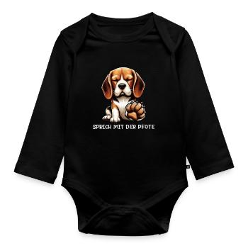 Sprich mit der Pfote Beagle Beaglebesitzer  - Baby Bio-Langarm-Body - Schwarz - Vorne