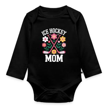 Eishockey Spruch Eishockey Mom Eishockey Geschenk - Baby Bio-Langarm-Body - Schwarz - Vorne