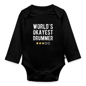 Le meilleur batteur du monde, une drôle de citation de musicien - Body Bébé bio manches longues - noir - Devant