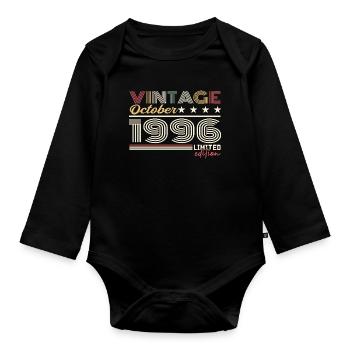 October 1996 Retro Anniversary 1996 October 1996 - Organic Longsleeve Baby Bodysuit - black - Front