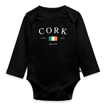 Cork Ireland – Holiday Souvenir &amp; Gift - Organic Longsleeve Baby Bodysuit - black - Front