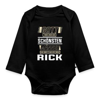 Rick der schönste Mann von Gott geformt Design - Baby Bio-Langarm-Body - Schwarz - Vorne