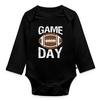 Game Day Football Season Football  Gold Vibes - Baby Bio-Langarm-Body - Schwarz - Vorne