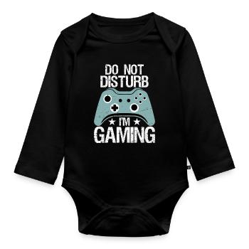 Ne pas déranger Je joue Jeux vidéo Gamer - Body Bébé bio manches longues - noir - Devant