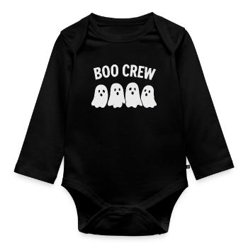 Halloween Boo Crew Geister Shirt Lustig - Baby Bio-Langarm-Body - Schwarz - Vorne