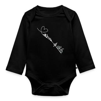 Bike Mountains Heartbeat - Organic Longsleeve Baby Bodysuit - black - Front