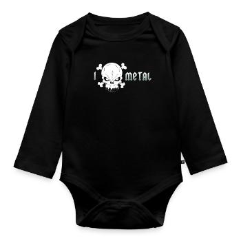 Extremer Metall Totenkopf - Baby Bio-Langarm-Body - Schwarz - Vorne