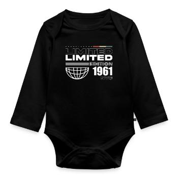 Geboren im 1961 Geburtstag 1961 - 64 Jahre Retro - Baby Bio-Langarm-Body - Schwarz - Vorne