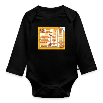 Comic-style sayings for encouragers - Organic Longsleeve Baby Bodysuit - black - Front