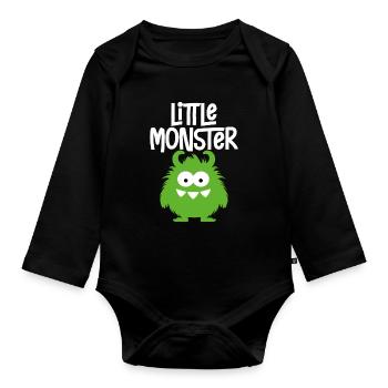 petit monstre - Body Bébé bio manches longues - noir - Devant