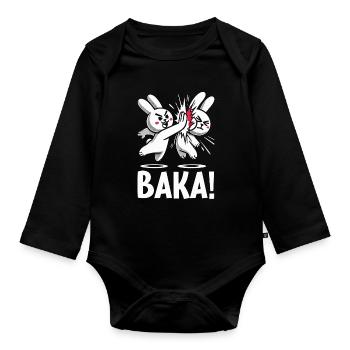 Sortez du contact social inutile Baka Anime - Body Bébé bio manches longues - noir - Devant
