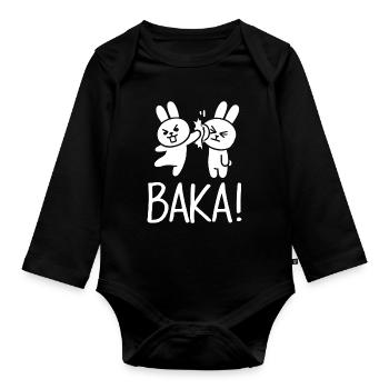 Hau Ab Unnötiger Sozialkontakt Baka Anime - Baby Bio-Langarm-Body - Schwarz - Vorne