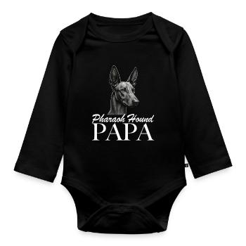 Papa chien pharaon - Body Bébé bio manches longues - noir - Devant