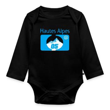 Mountains and Snowflakes Winter High Alps - Organic Longsleeve Baby Bodysuit - black - Front