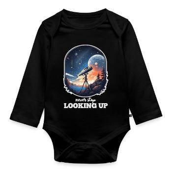 Astronaute et Espace Message Positif et Motivant - Body Bébé bio manches longues - noir - Devant