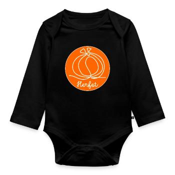 AUTUMN Pumpkin - Organic Longsleeve Baby Bodysuit - black - Front
