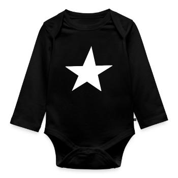Design simple d’étoile blanche pour les vêtements - Body Bébé bio manches longues - noir - Devant