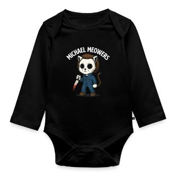 Michael Meowers Spooky Halloween Cat Parody - Organic Longsleeve Baby Bodysuit - black - Front
