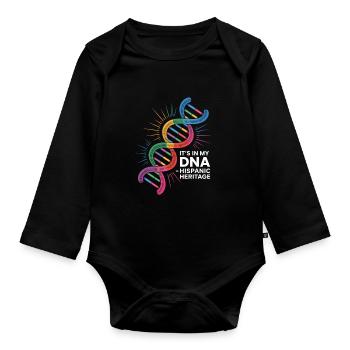 Its In My DNA Hispanic Heritage Latino Stolz - Baby Bio-Langarm-Body - Schwarz - Vorne