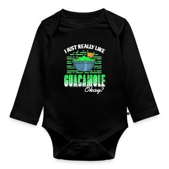 It's Okay Guac I'm Extra Too Cute Avocado Pun - Organic Longsleeve Baby Bodysuit - black - Front