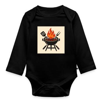 Fiery barbecue evening - Organic Longsleeve Baby Bodysuit - black - Front