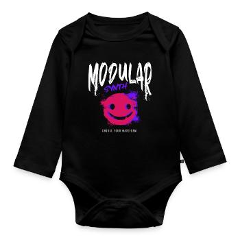Modular Synth Synthesizer Waveform - Organic Longsleeve Baby Bodysuit - black - Front