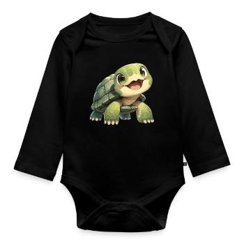 Tortoises Tortoise - Organic Longsleeve Baby Bodysuit - black - Front