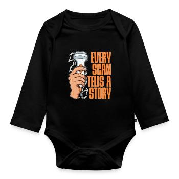 Sonographer Every Scan Tells A Story Sonography - Organic Longsleeve Baby Bodysuit - black - Front