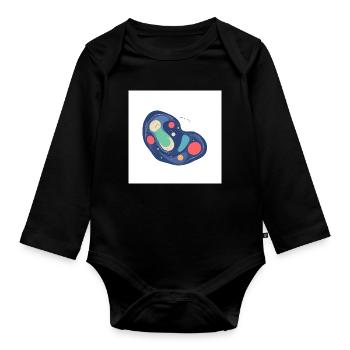 Motif abstrait Cosmos en bleu - Body Bébé bio manches longues - noir - Devant