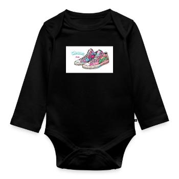 Bunte Sneakers mit Comic-Design - Baby Bio-Langarm-Body - Schwarz - Vorne