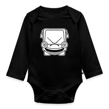 Little Bus – Comic Travel & Road Vibes - Organic Longsleeve Baby Bodysuit - black - Front