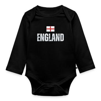 Drapeau de l’Angleterre, patriote anglais - Body Bébé bio manches longues - noir - Devant